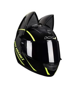 Casco integral de motocicleta con orejas de gato Casco de motocicleta de seguridad transpirable certificado DOT desmontable para hombres y mujeres