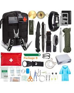 Kit de supervivencia de emergencia Equipo de supervivencia con bolsa Molle, adecuado para acampar aventuras