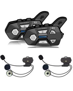 2Pcs WAYXIN casco auricular R9 Bluetooth walkie-talkie y Bluetooth walkie-talkie FM 4 rider 1500M