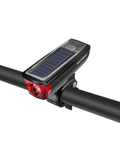 ROCKBROS IPX4 Faros de bicicleta impermeables 2000 mAh USB de carga solar Bike Light Bike Bell 120 dB