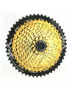 Rueda de inercia de relación amplia para bicicleta de montaña de 11 velocidades 11-50T, rueda de inercia de cassette de aleación de aluminio ultraligero dorado