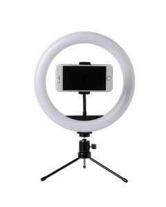 Foto LED Selfie Stick Ring Luz de relleno Lámpara de anillo de teléfono de cámara regulable de 10 pulgadas con trípode de soporte